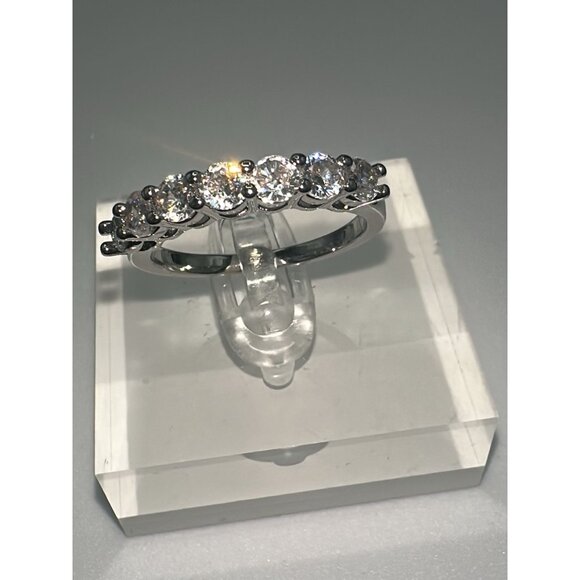 Cubic Zirconia Silver Tone Band Ring Size 6 - Picture 6 of 6